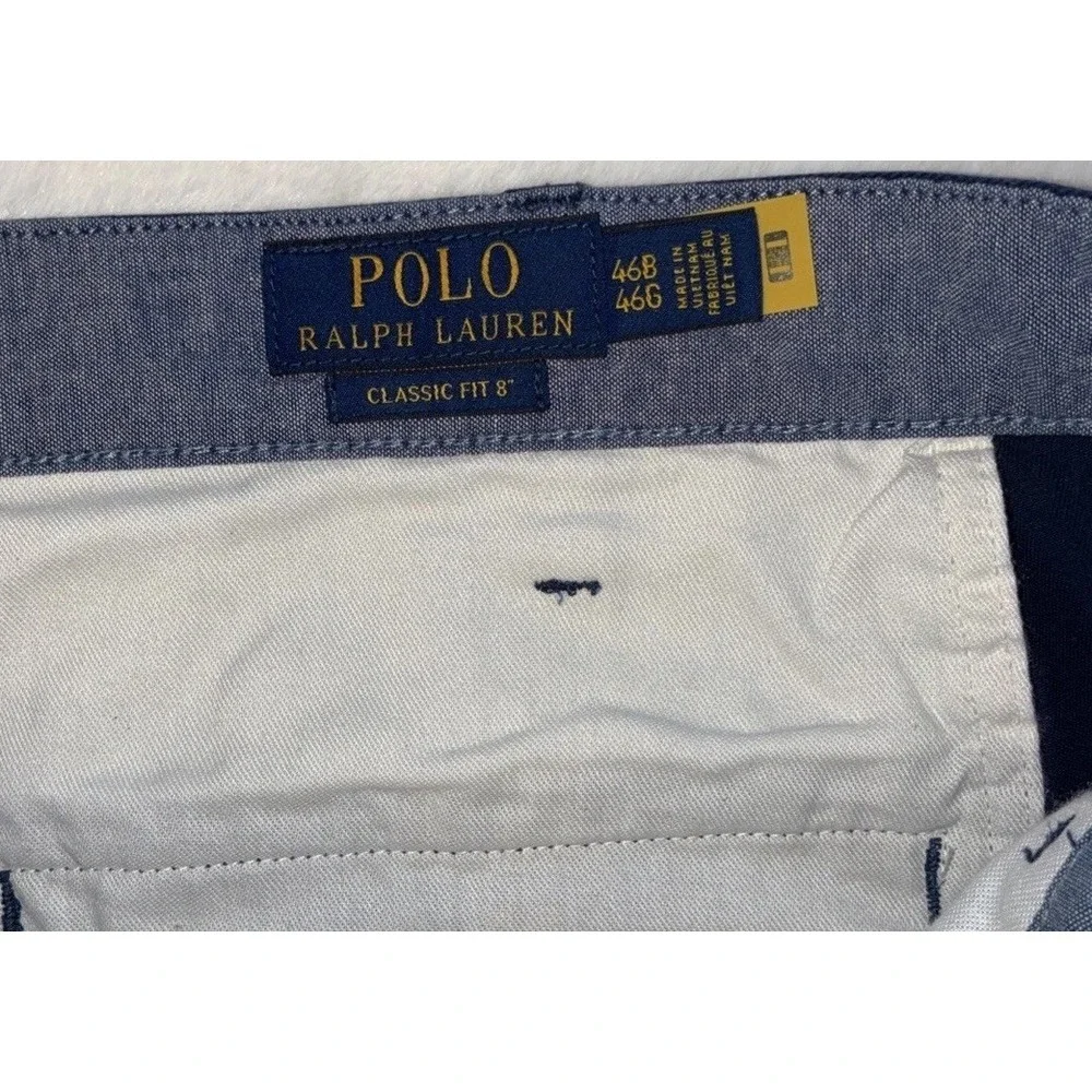 Polo Ralph Lauren Shorts Mens 46B Navy Classic Fit Chino Dress Flat Front Cotton